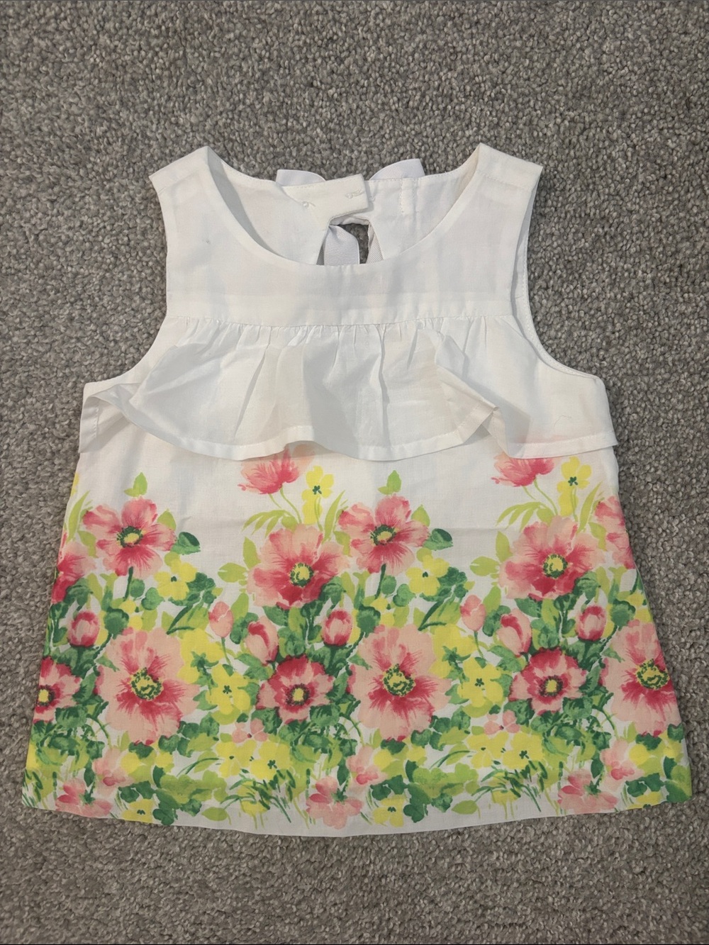 Janie and Jack White Tank with Pink and Yellow Floral Border